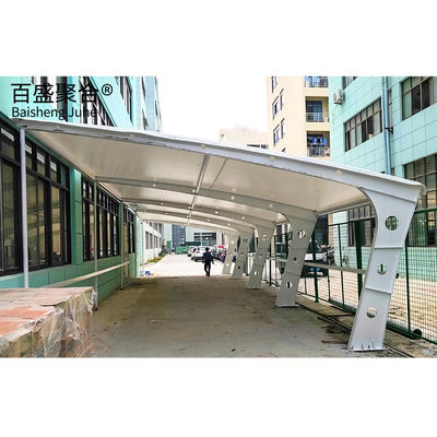 Mmbrane कपड़े पीवीडीएफ/पीटीएफई पाल खत्म स्टील धातु Carport Canopy