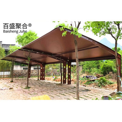 Mmbrane कपड़े पीवीडीएफ/पीटीएफई पाल खत्म स्टील धातु Carport Canopy