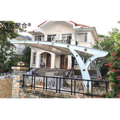 Mmbrane कपड़े पीवीडीएफ/पीटीएफई पाल खत्म स्टील धातु Carport Canopy