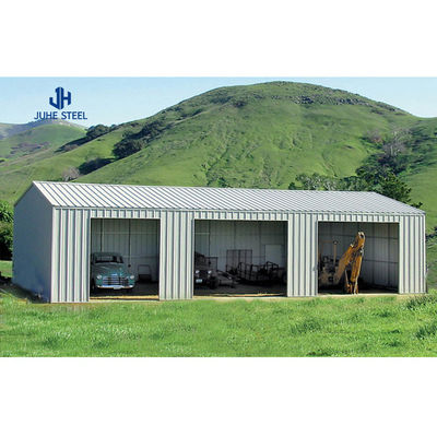 पोर्टेबल मेटल स्टील स्ट्रक्चर कार गैरेज बिल्डिंग With Doors And Solid H Shape Steel Beam