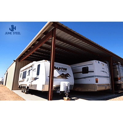 पोर्टेबल मेटल स्टील स्ट्रक्चर कार गैरेज बिल्डिंग With Doors And Solid H Shape Steel Beam